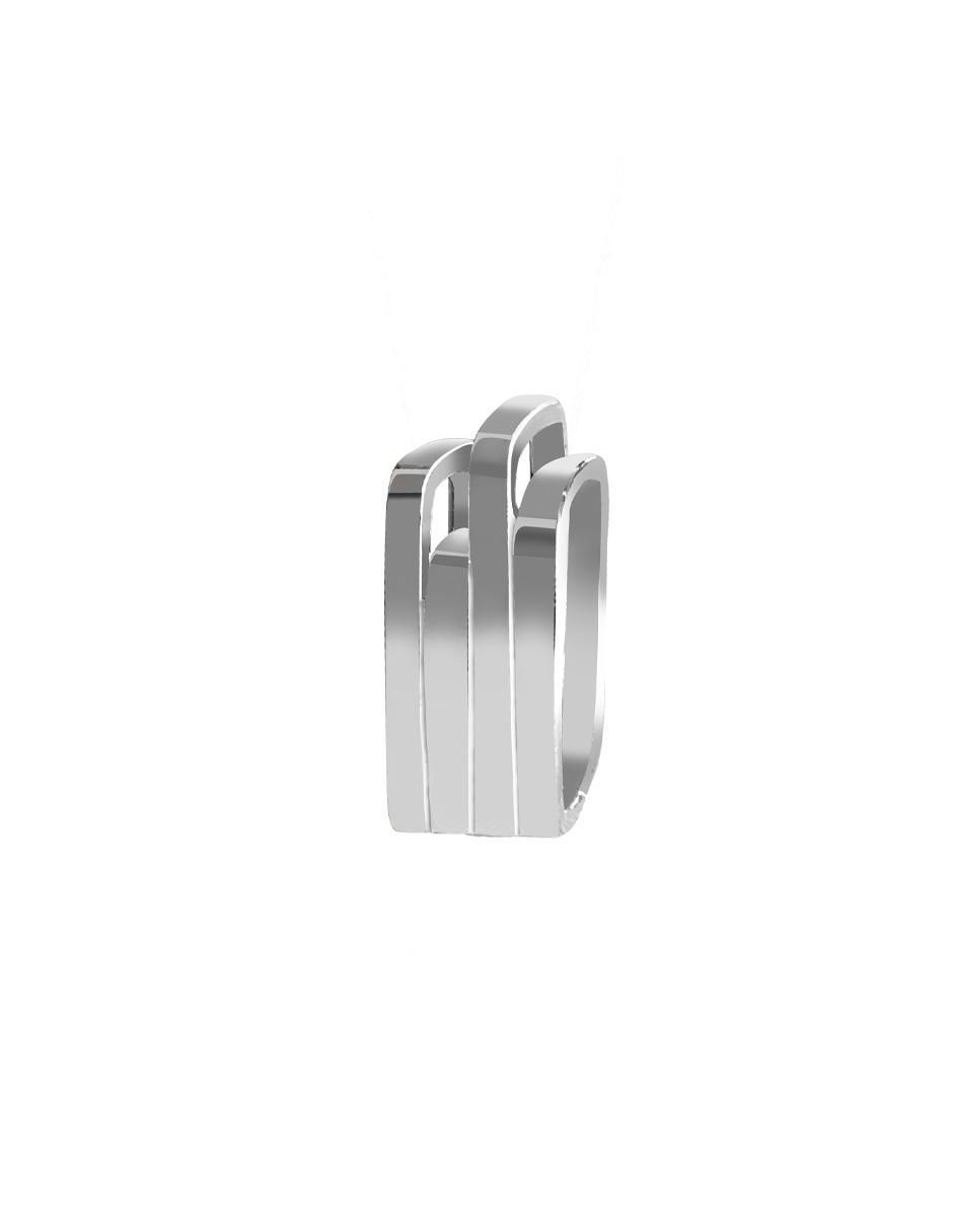 Anillo cuadrado Enrique Garcia P 925 de plata brillante 3