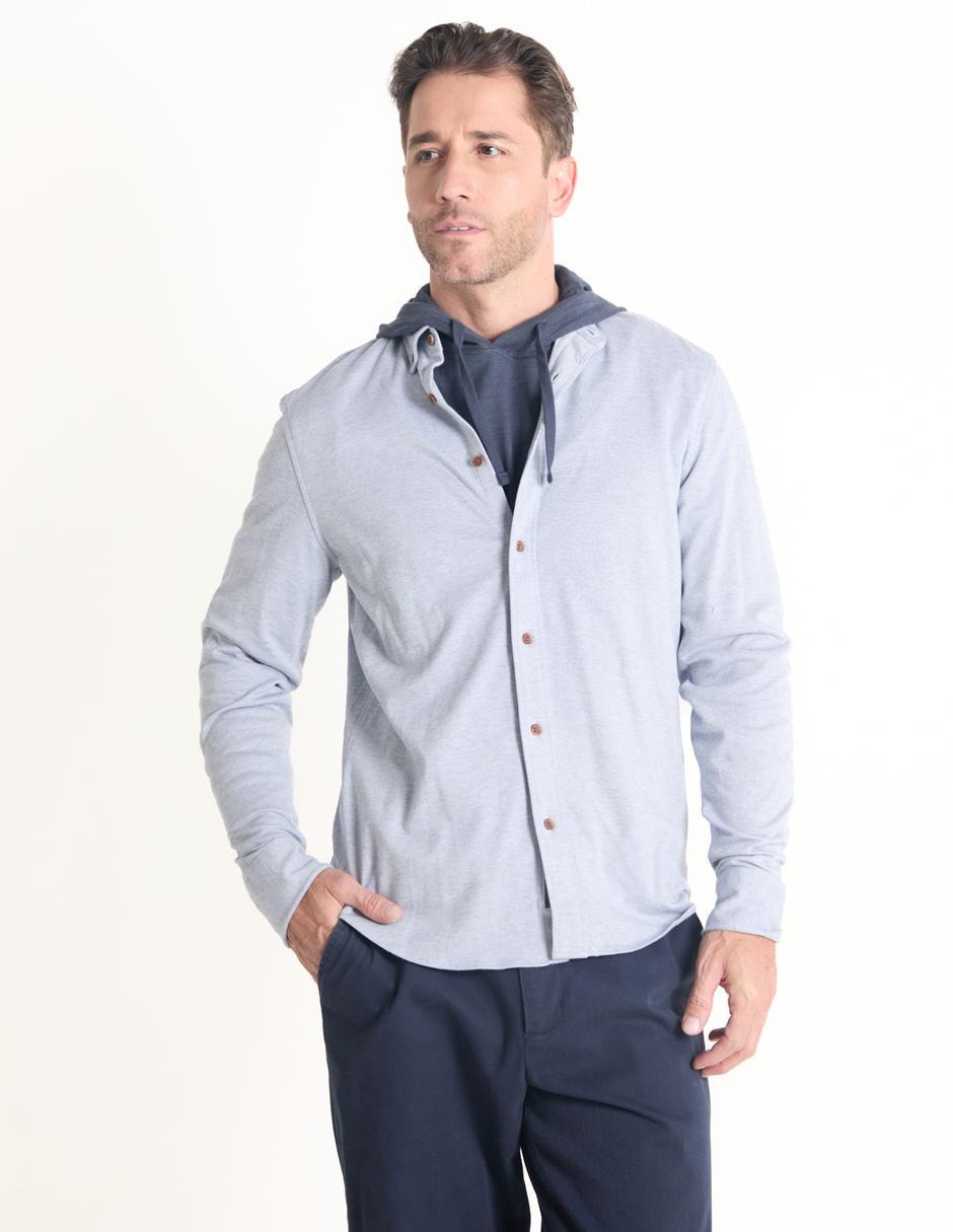 Camisa casual de algodón manga larga para hombre