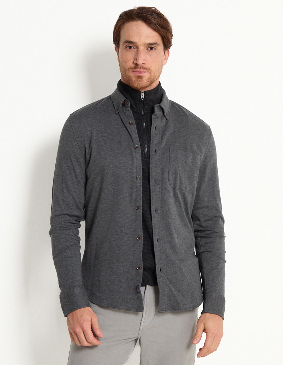 Camisa casual de algodón manga larga para hombre