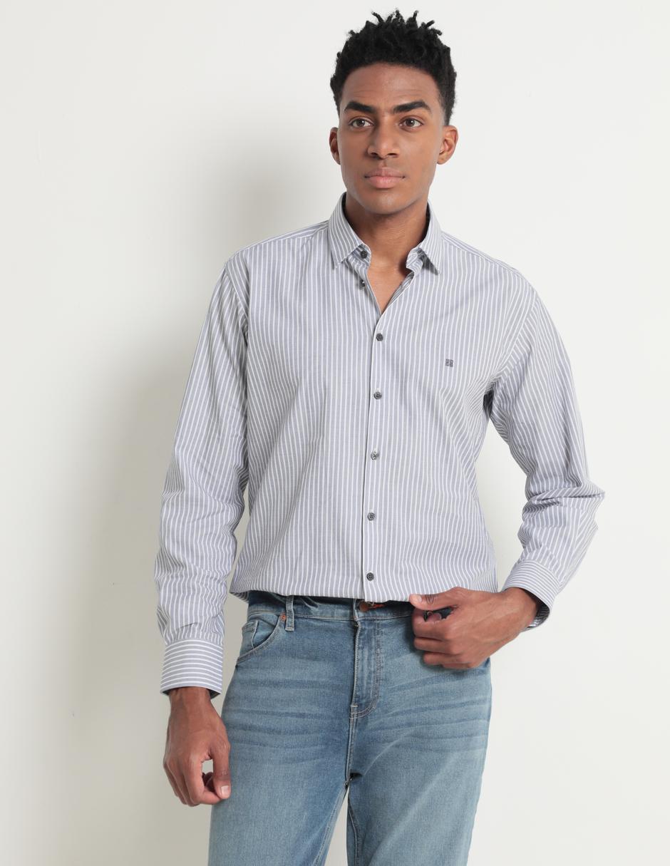 Camisa casual de algodón manga larga para hombre 1