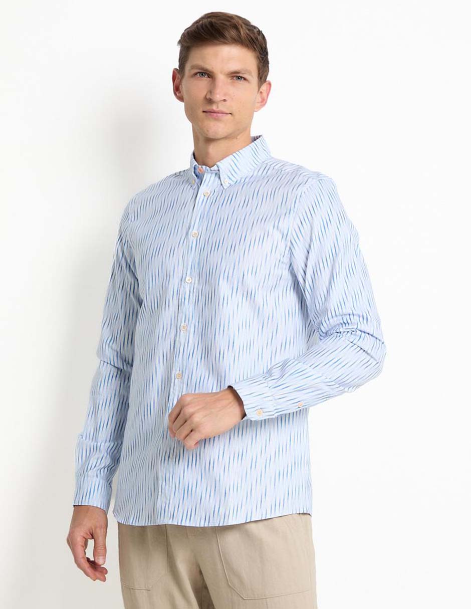 Camisa casual de algodón manga larga para hombre