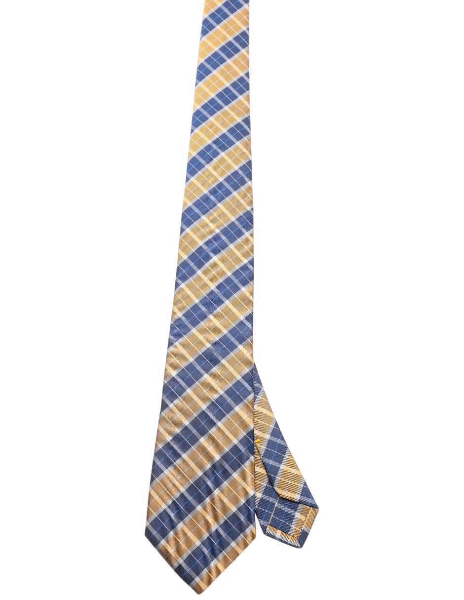 Corbata regular de seda estampado a cuadros para hombre