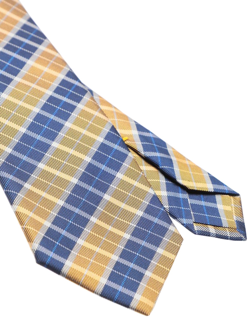 Corbata regular de seda estampado a cuadros para hombre 3