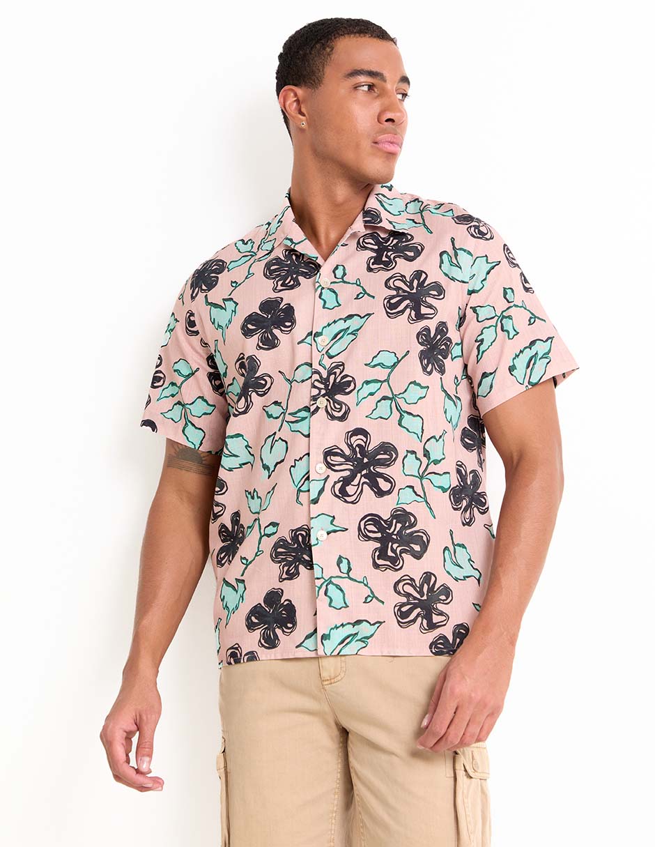 Camisa casual de algodón manga corta para hombre
