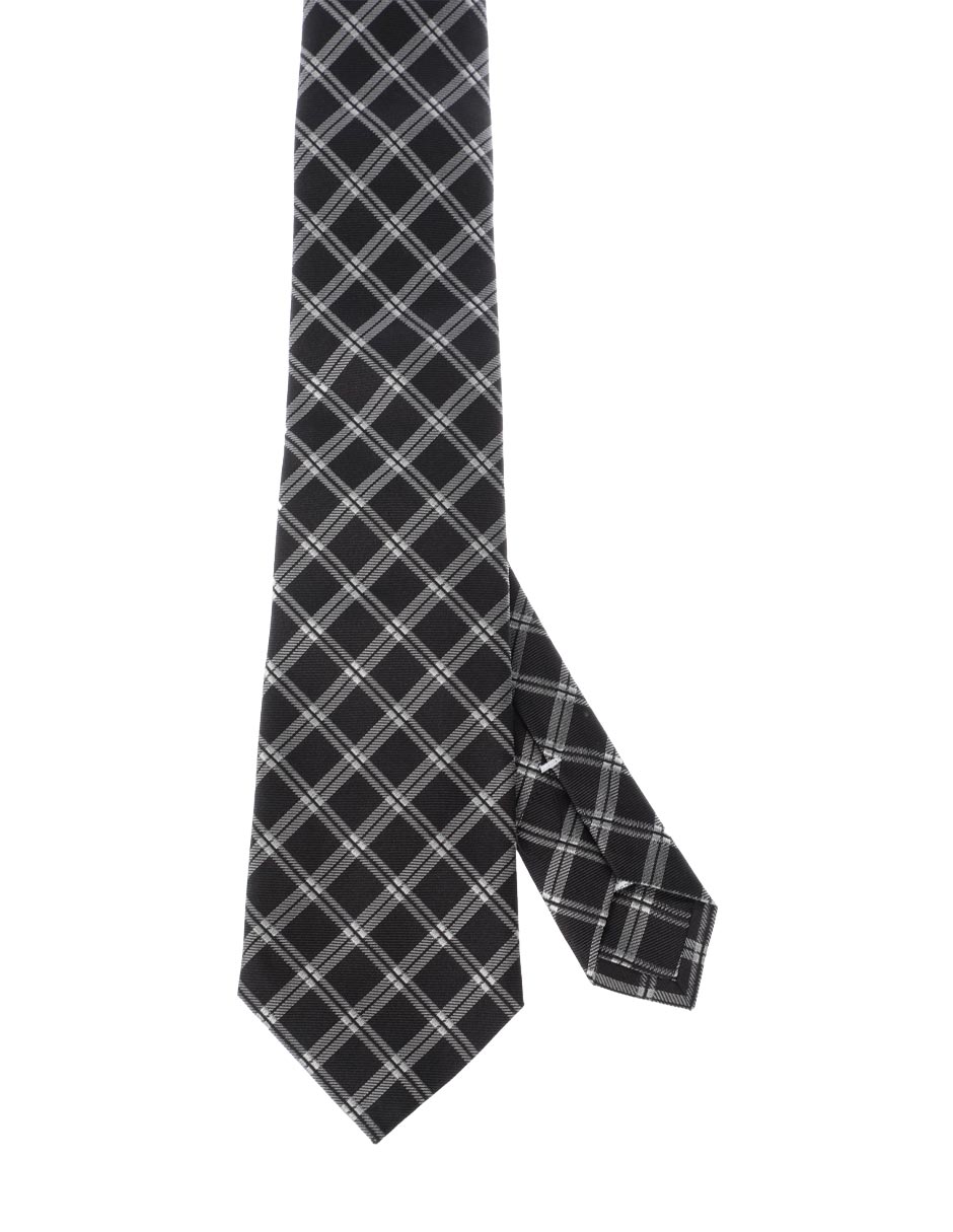Corbata regular de seda estampado a cuadros para hombre
