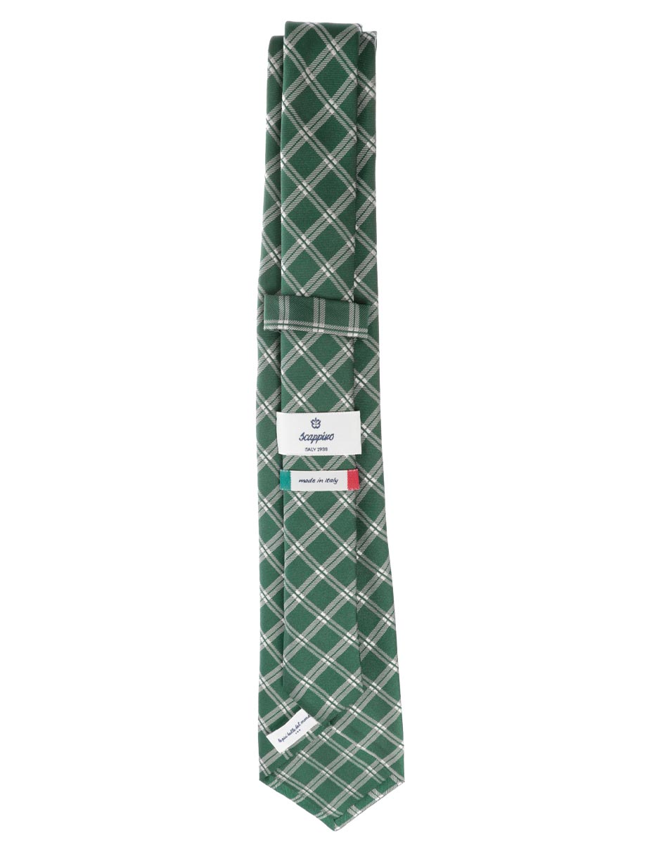 Corbata regular de seda estampado a cuadros para hombre 2