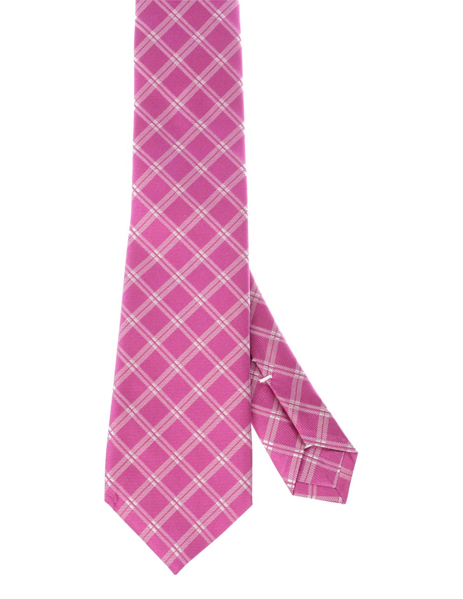 Corbata regular de seda estampado a cuadros para hombre