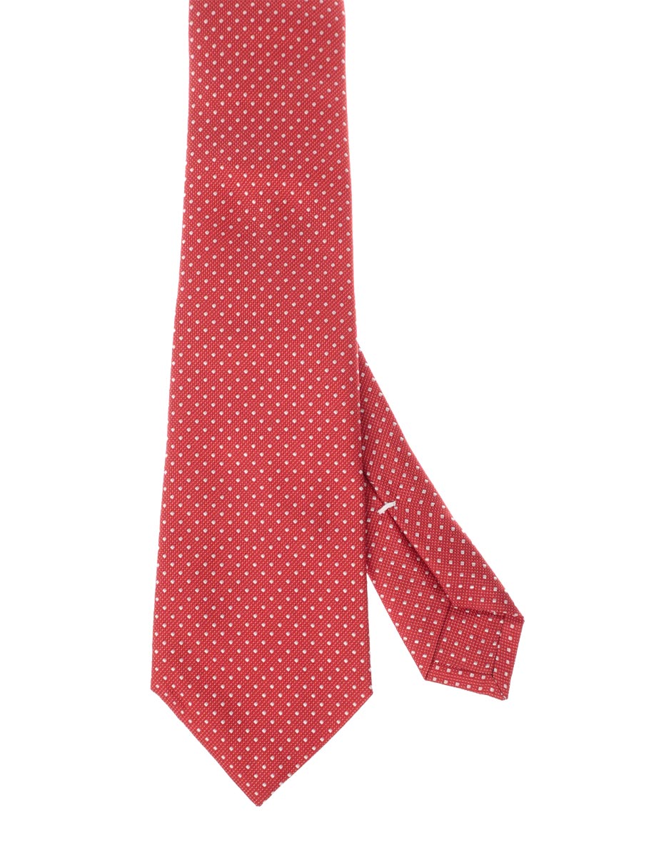 Corbata regular de seda estampado a lunares para hombre