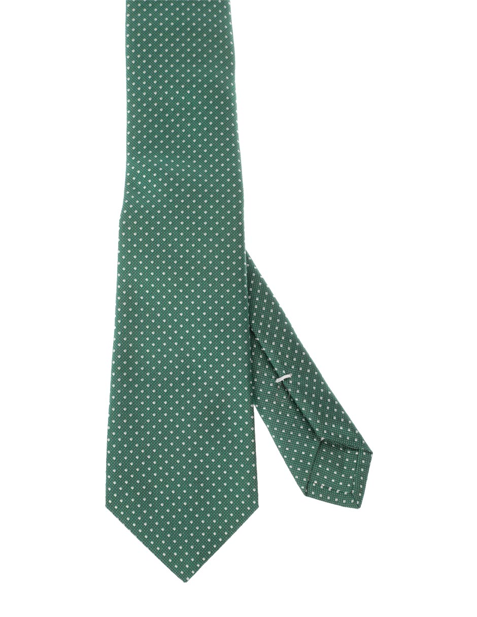 Corbata regular de seda estampado a lunares para hombre