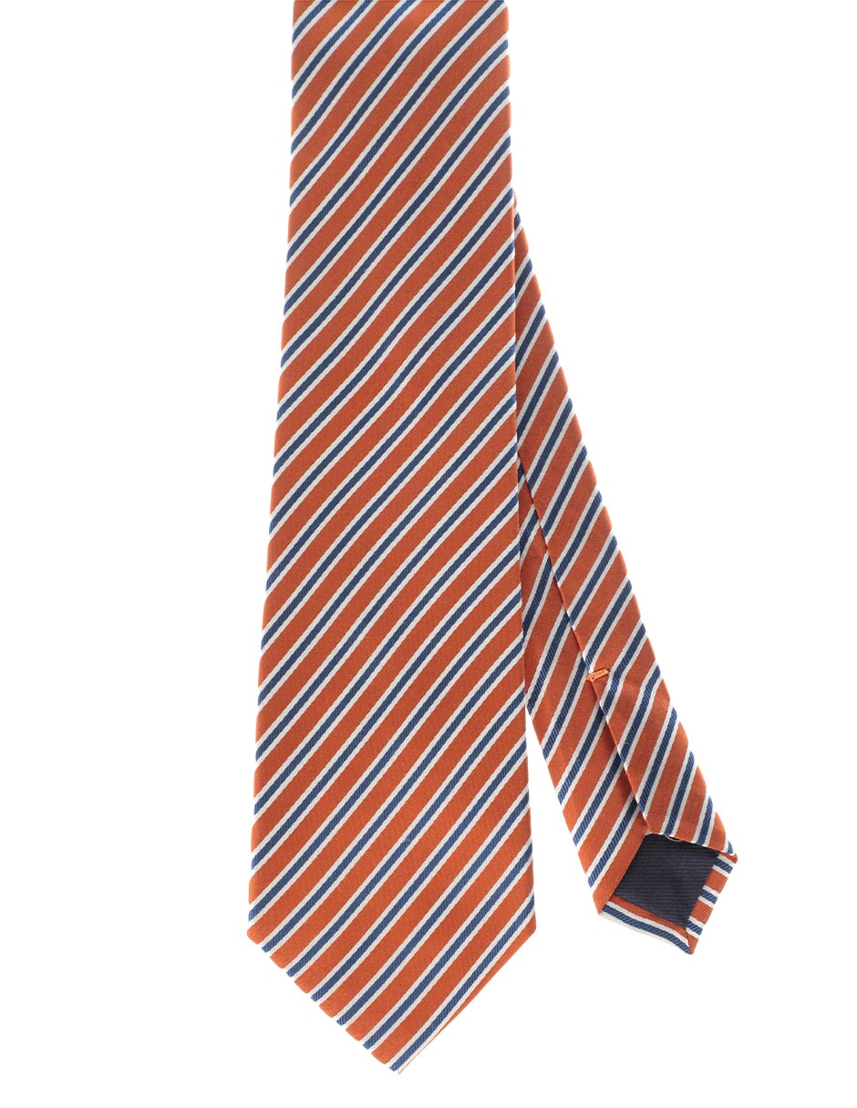 Corbata regular de seda estampado a rayas para hombre