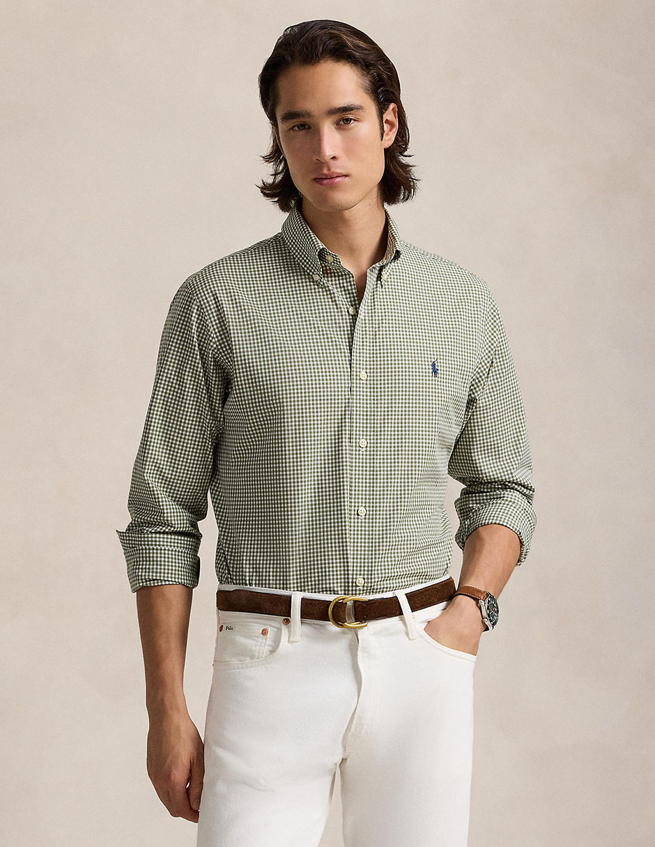 Camisa casual de algodón manga larga para hombre