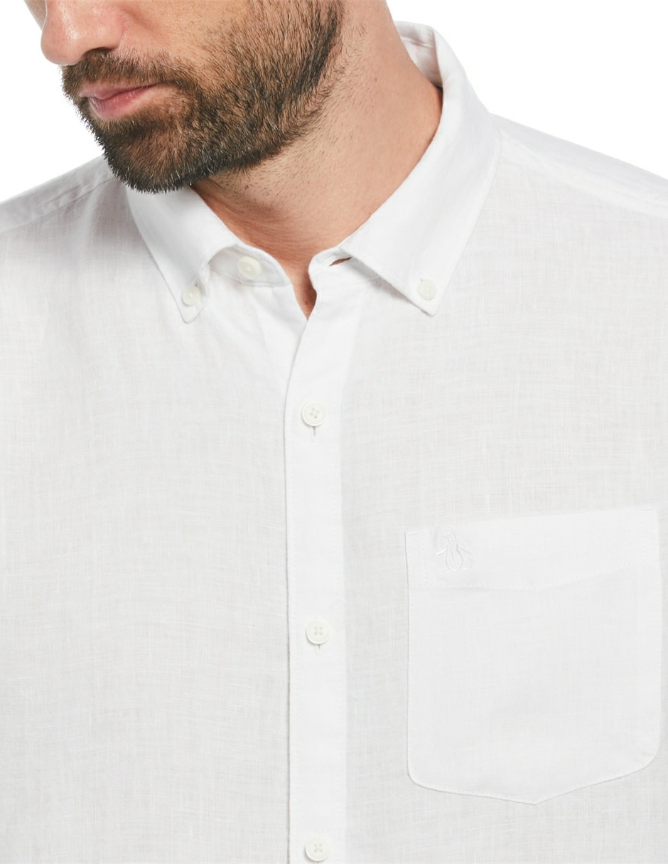 Camisa casual de lino manga larga para hombre 3