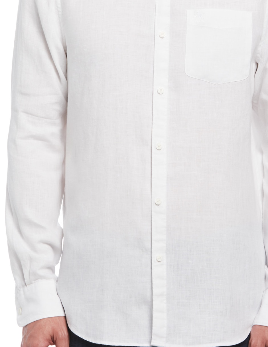 Camisa casual de lino manga larga para hombre 4