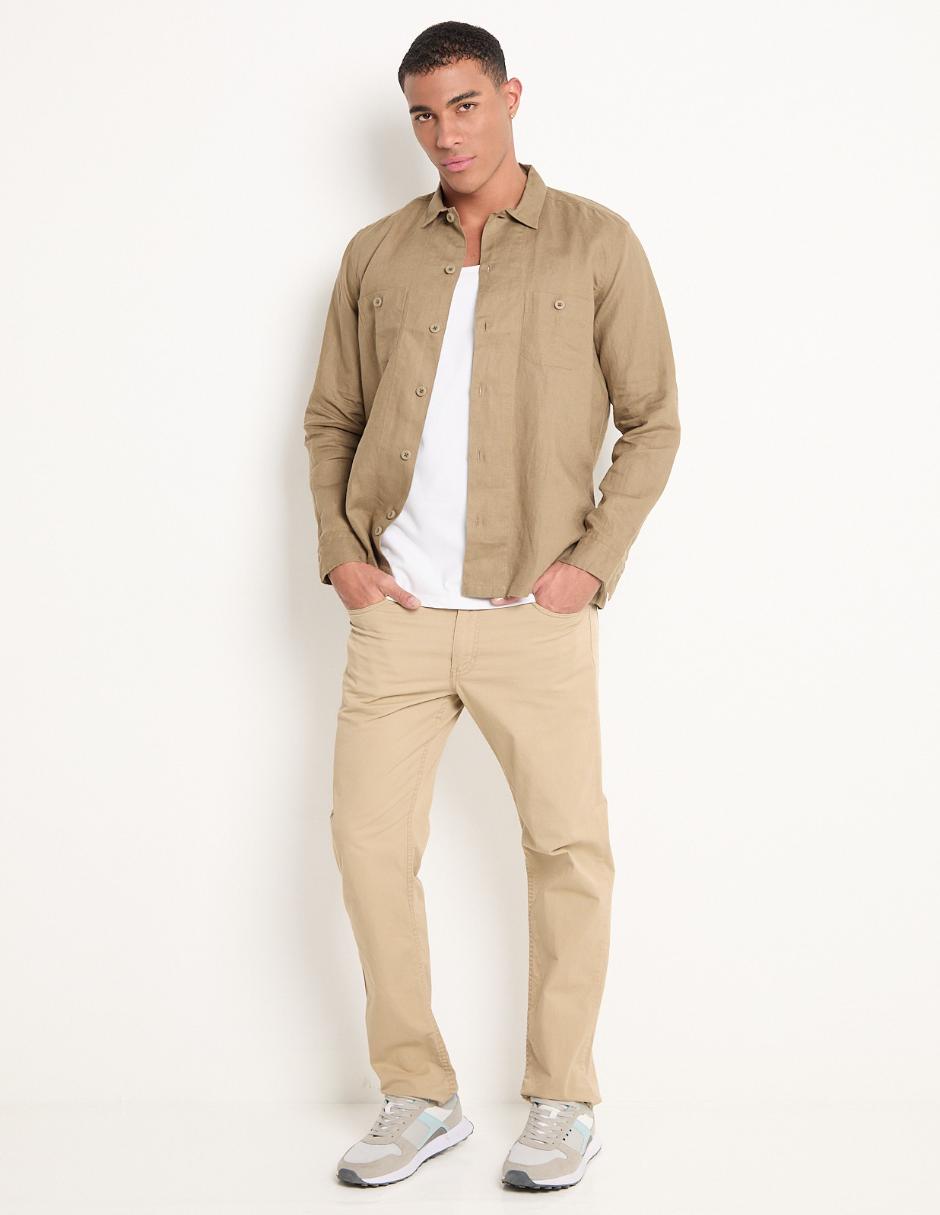 Camisa casual de lino manga larga para hombre 3