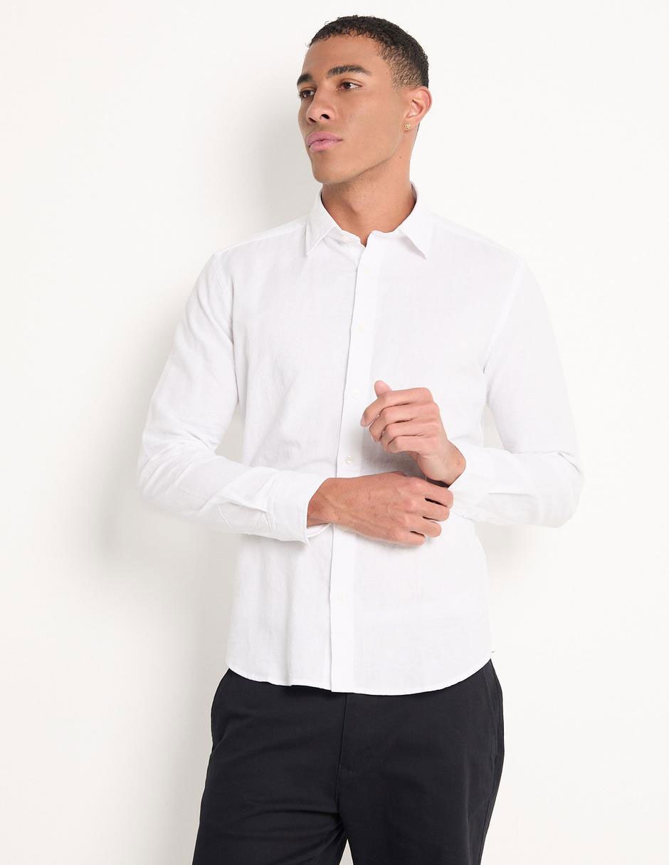 Camisa casual Scappino de lino manga larga para hombre