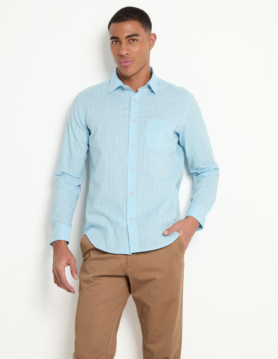Camisa casual de algodón manga larga para hombre