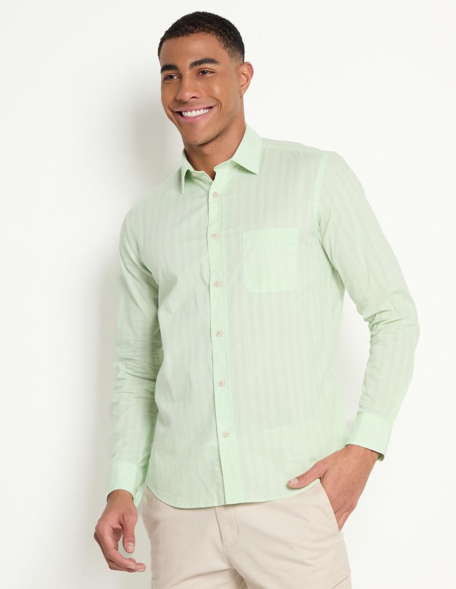 Camisa casual de algodón manga larga para hombre