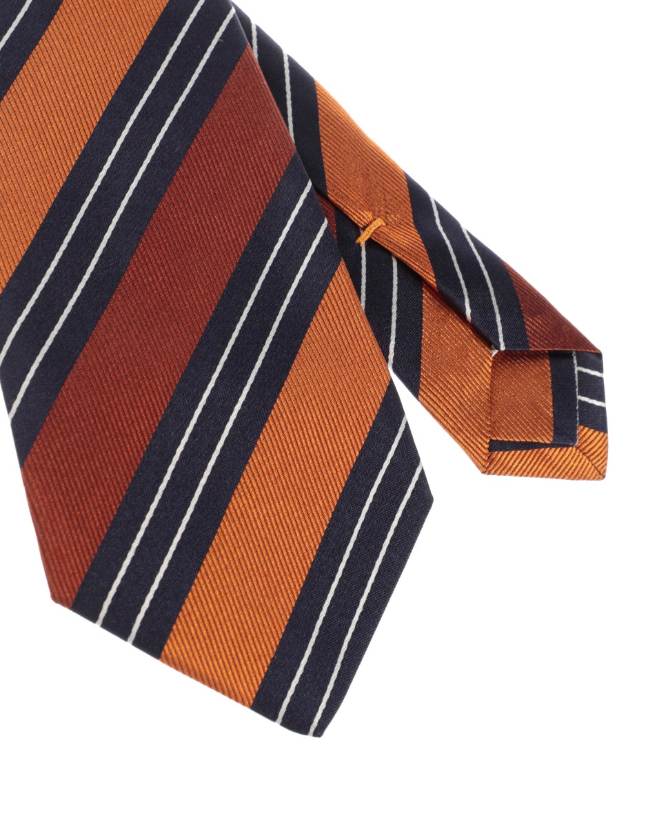 Corbata regular de seda estampado a rayas para hombre 3