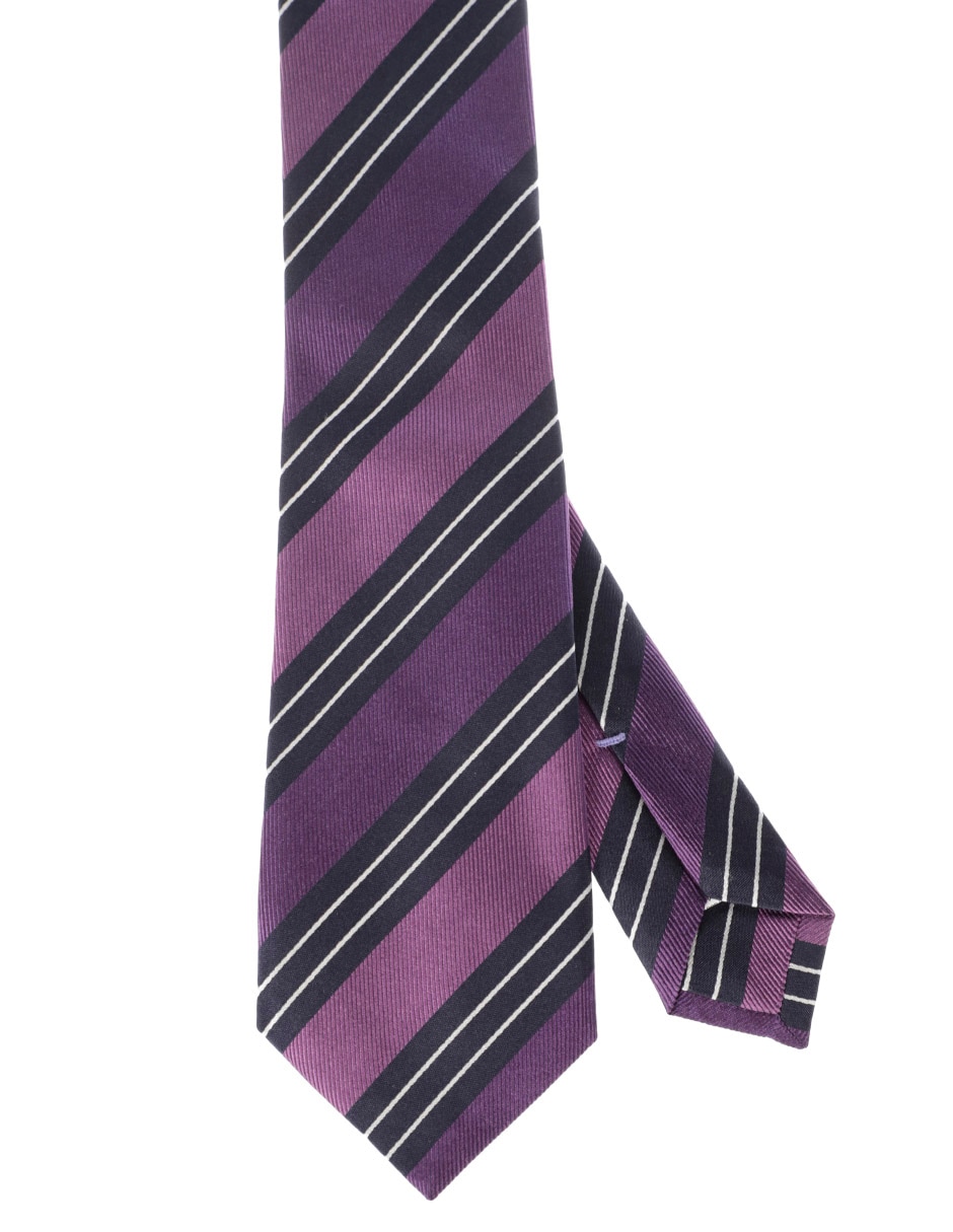 Corbata regular de seda estampado a rayas para hombre
