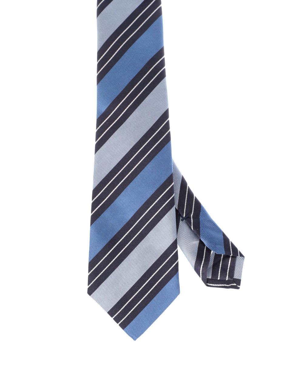 Corbata regular de seda estampado a rayas para hombre