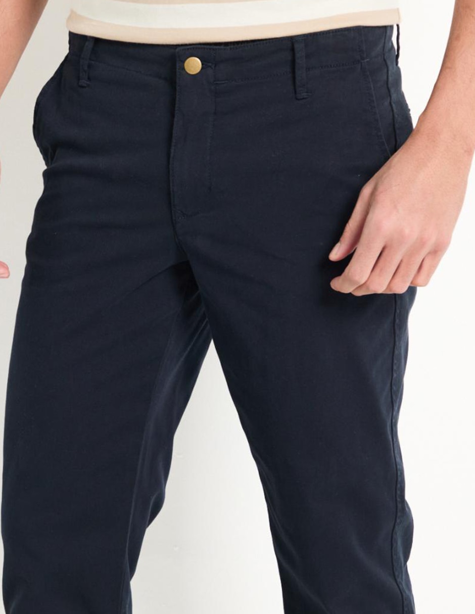 Pantalón chino regular de algodón para hombre 4
