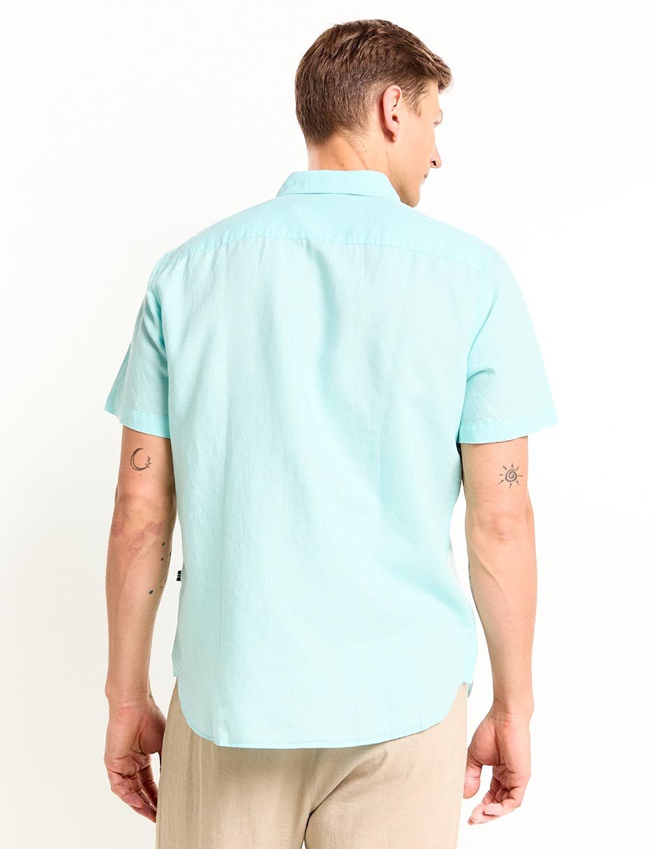 Camisa casual de lino manga corta para hombre 2
