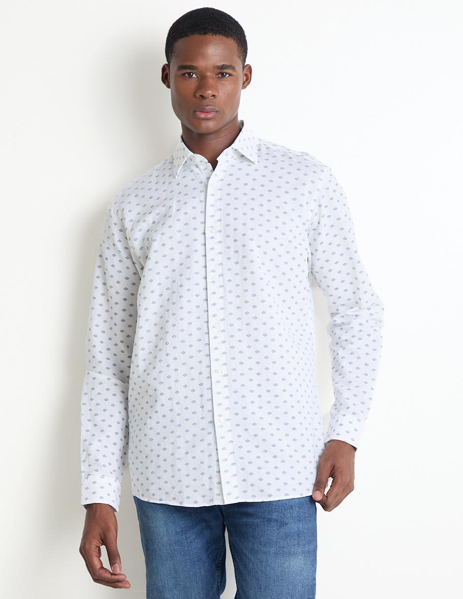 Camisa casual de algodón manga larga para hombre