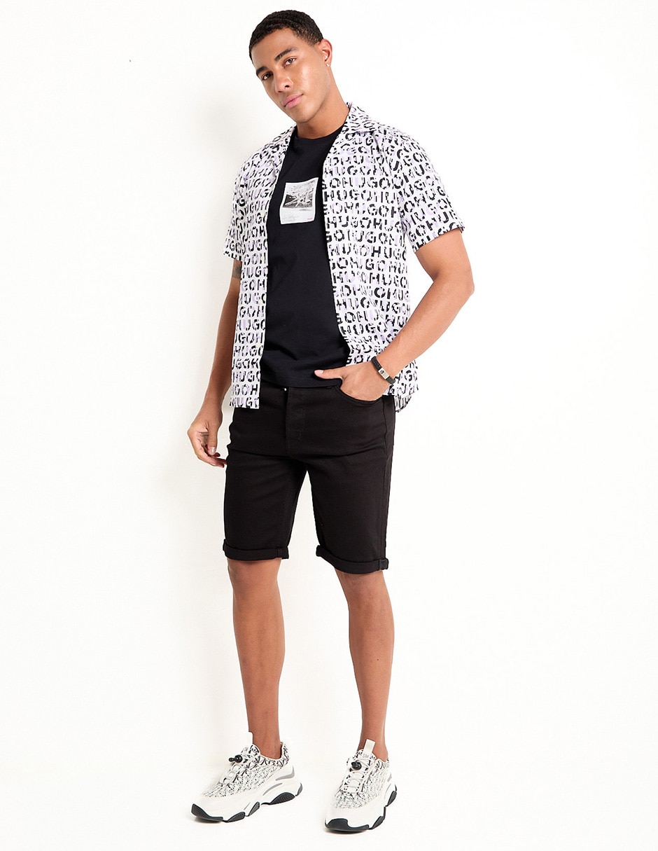 Camisa casual de algodón manga corta para hombre