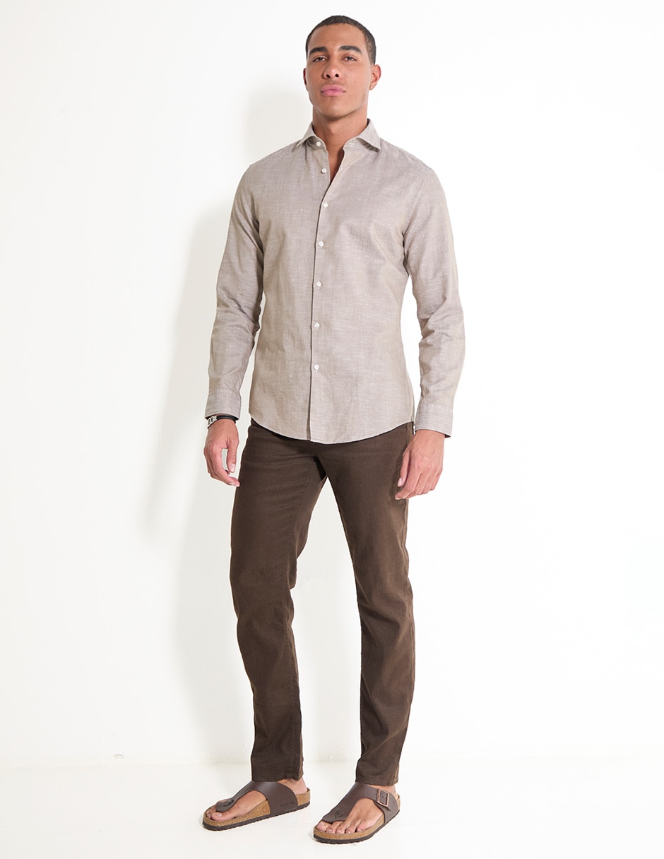 Camisa casual de algodón manga larga para hombre 3