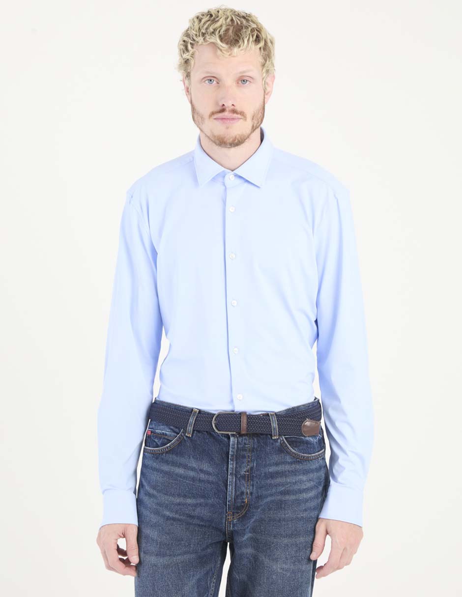 Camisa business casual de algodón manga larga para hombre