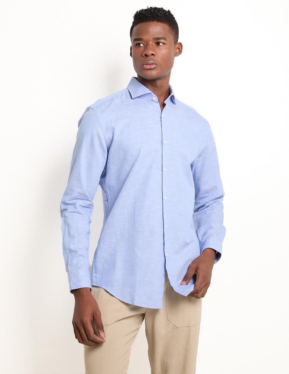 Camisa casual de algodón manga larga para hombre