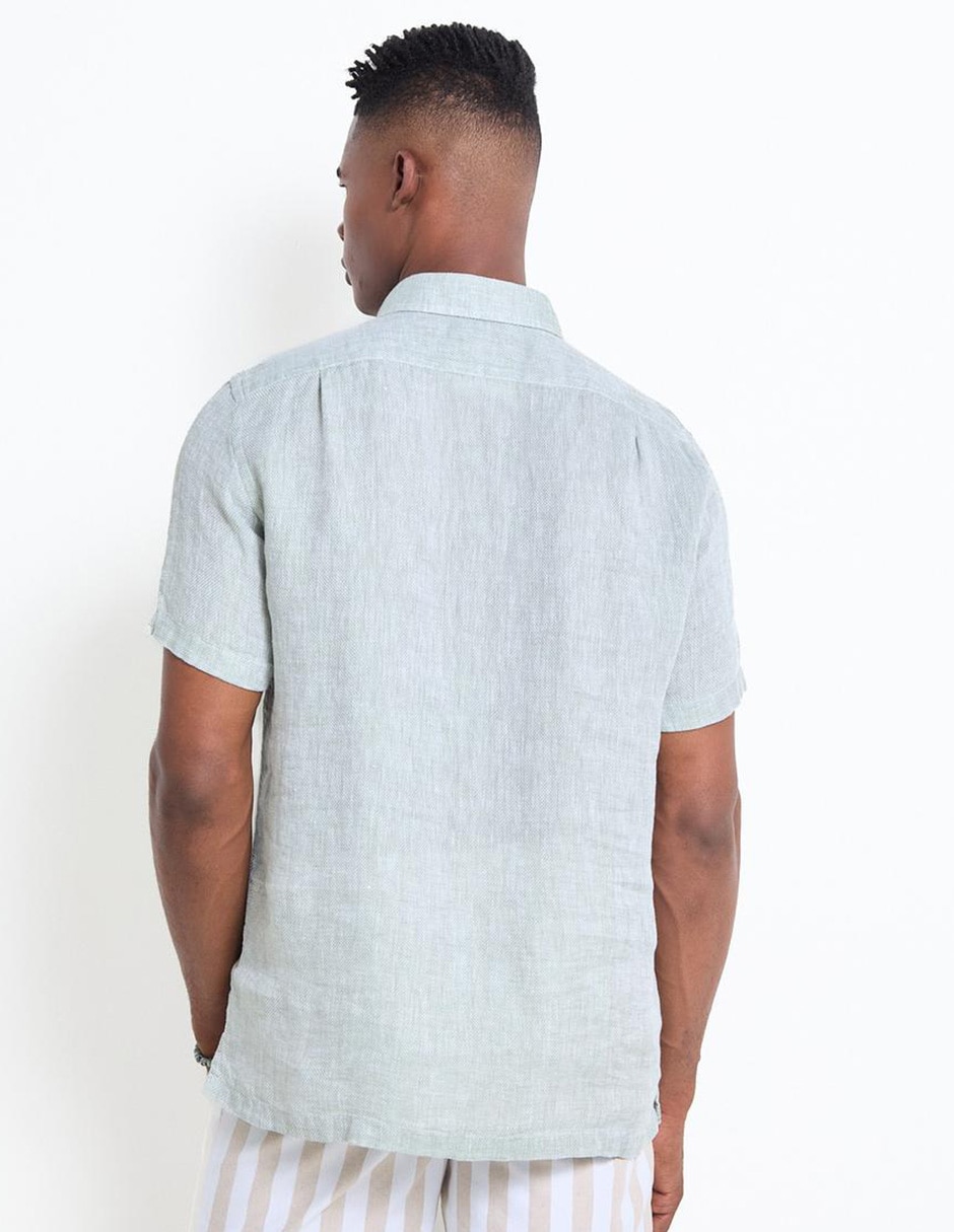 Camisa casual de lino manga corta para hombre 2