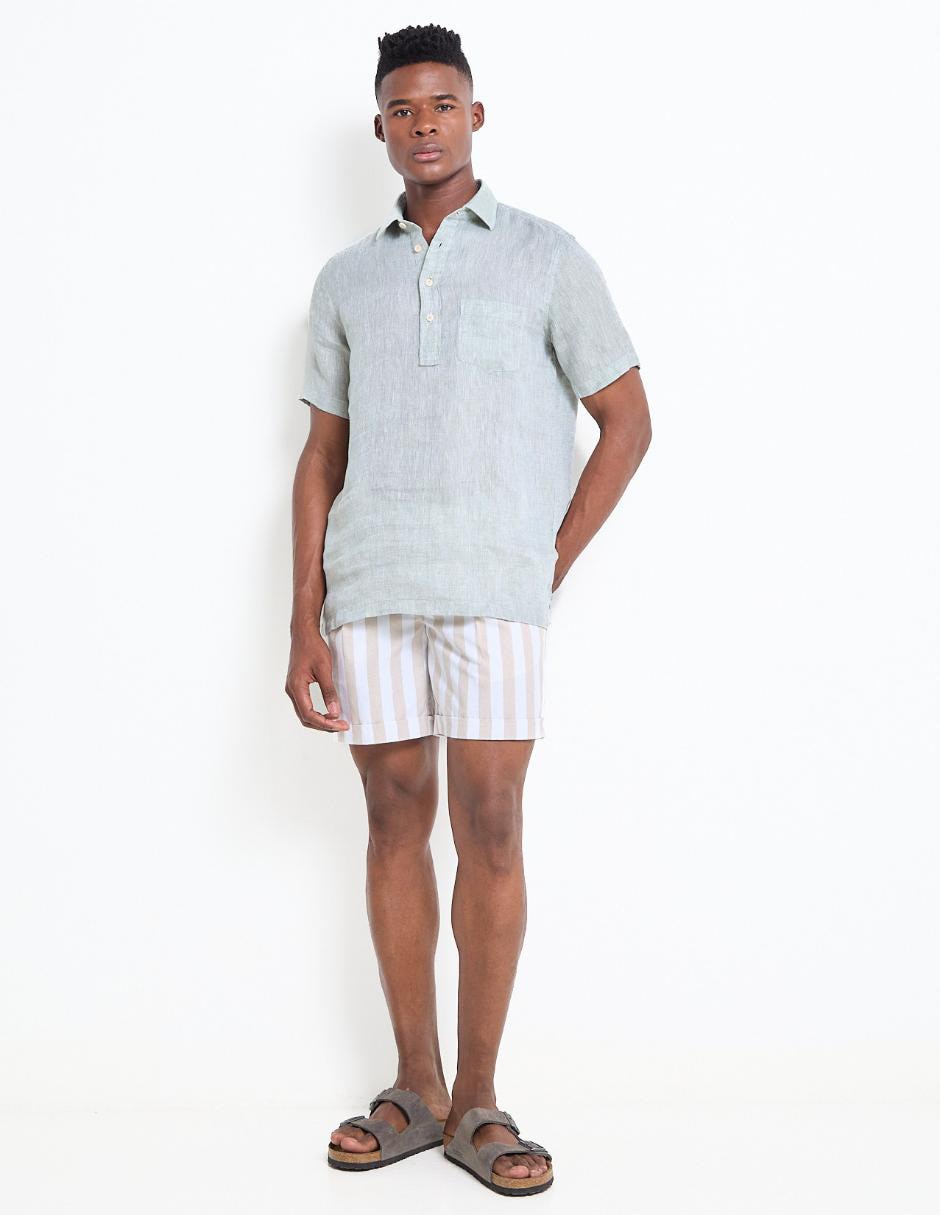 Camisa casual de lino manga corta para hombre 3