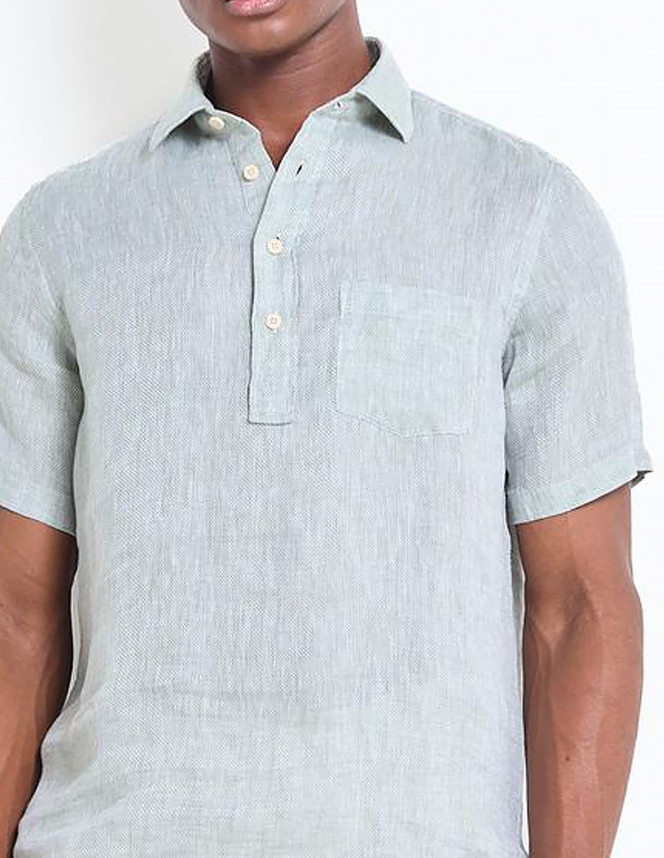 Camisa casual de lino manga corta para hombre 4