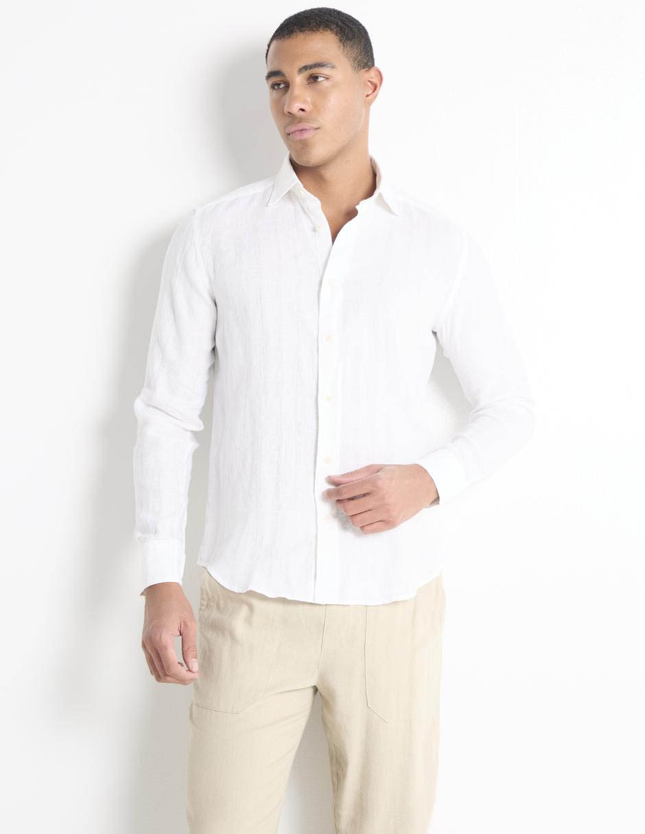 Camisa casual Scappino de lino manga larga para hombre Liverpool