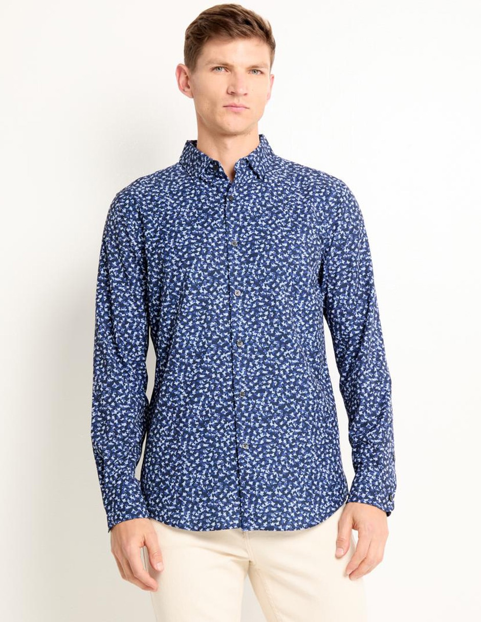 Camisa casual Perry Ellis manga larga para hombre