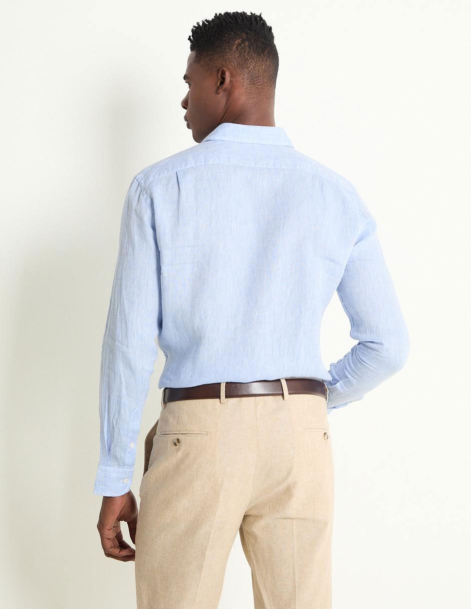 Camisa casual de lino manga larga para hombre 2