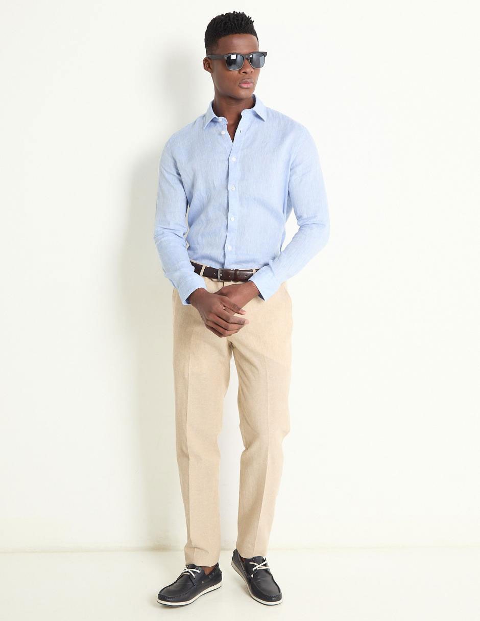 Camisa casual de lino manga larga para hombre 3