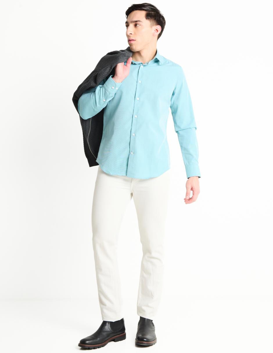 Camisa de vestir de algodón manga larga para hombre 3