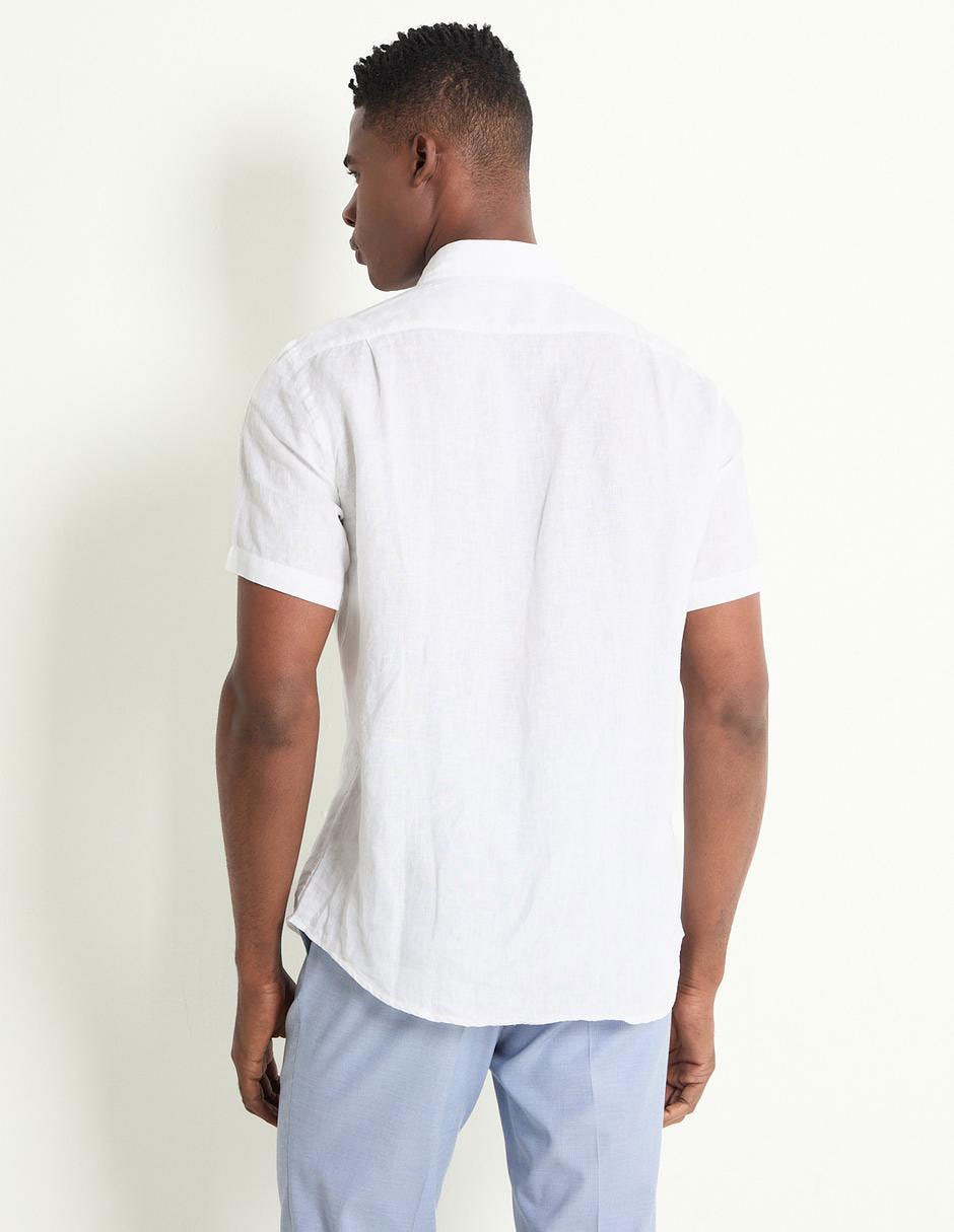 Camisa casual de lino manga corta para hombre 2