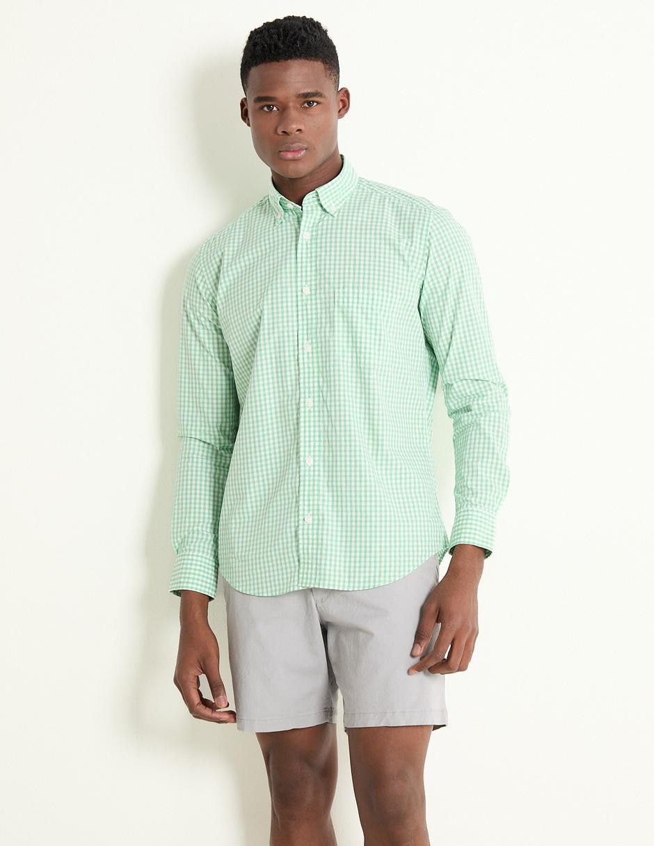 Camisa casual de algodón manga larga para hombre