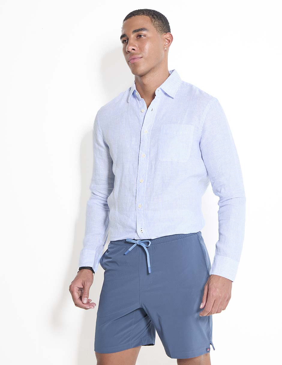 Camisa casual de algodón manga larga para hombre
