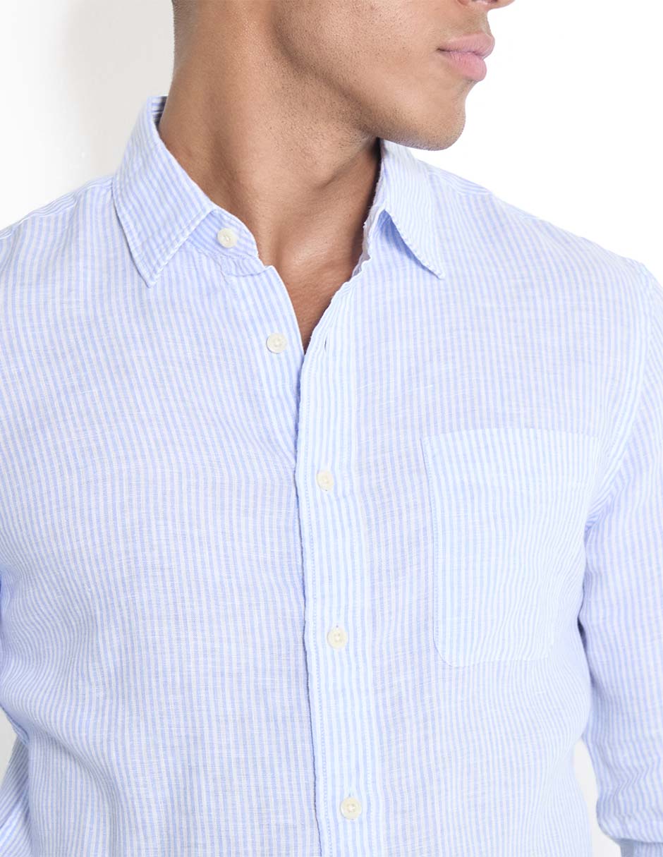 Camisa casual de algodón manga larga para hombre 4