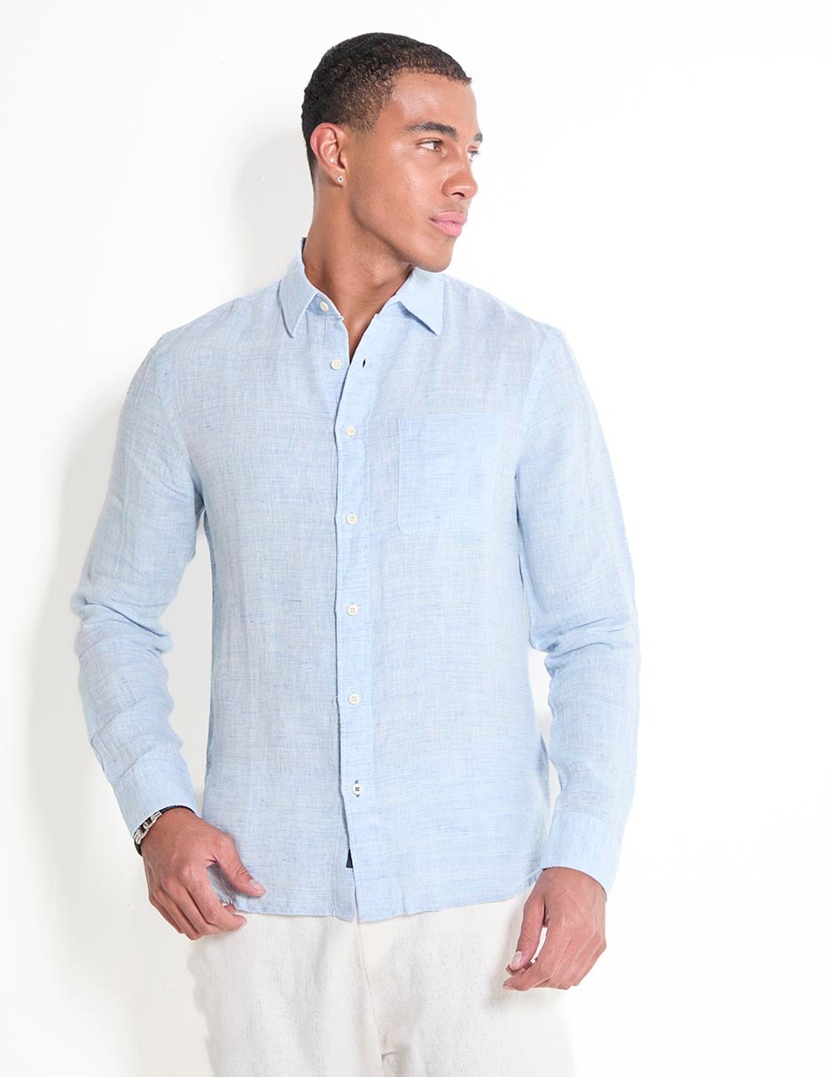 Camisa casual de algodón manga larga para hombre