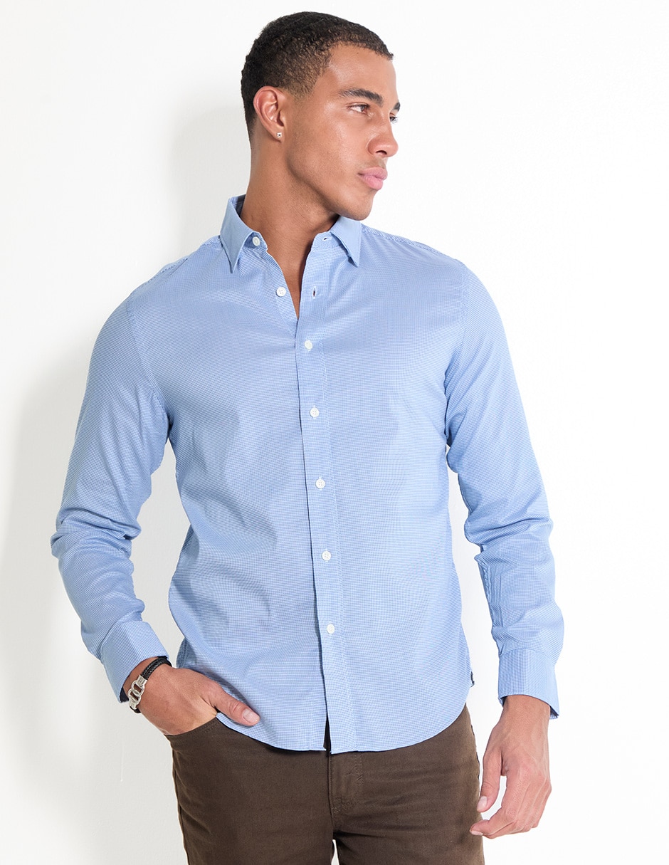 Camisa casual de algodón manga larga para hombre Camisa casual de algodón manga larga para hombre