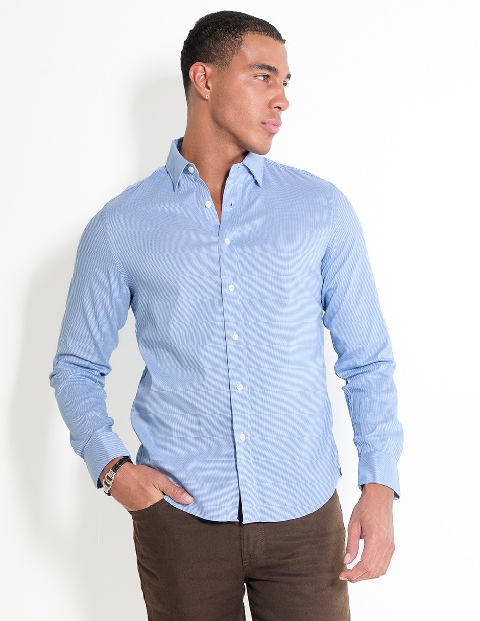 Camisa casual de algodón manga larga para hombre Camisa casual de algodón manga larga para hombre