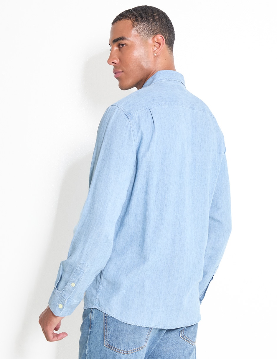 Camisa casual de algodón manga larga para hombre
