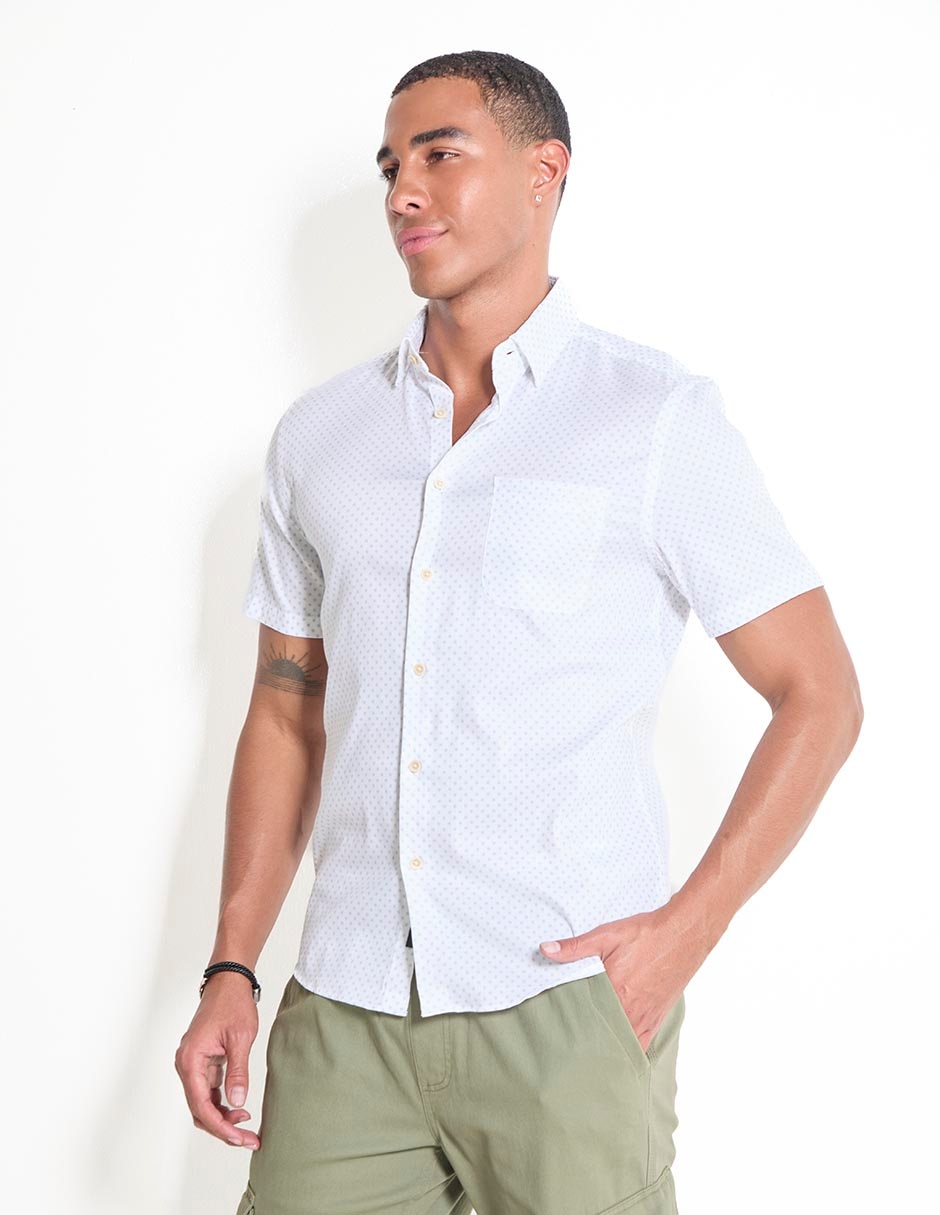 Camisa casual de algodón manga corta para hombre