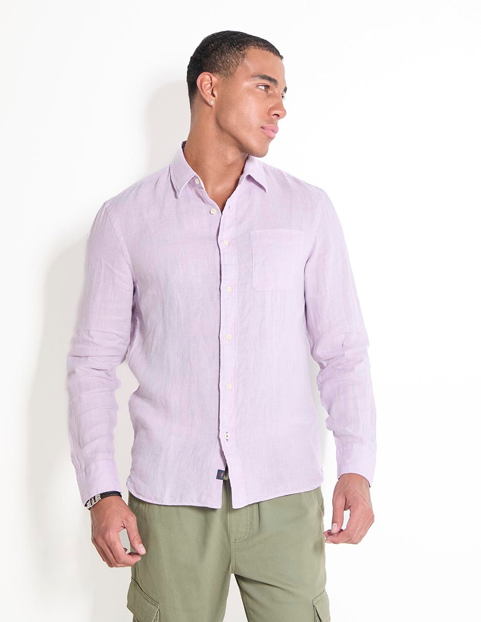 Camisa casual de algodón manga larga para hombre Camisa casual de algodón manga larga para hombre