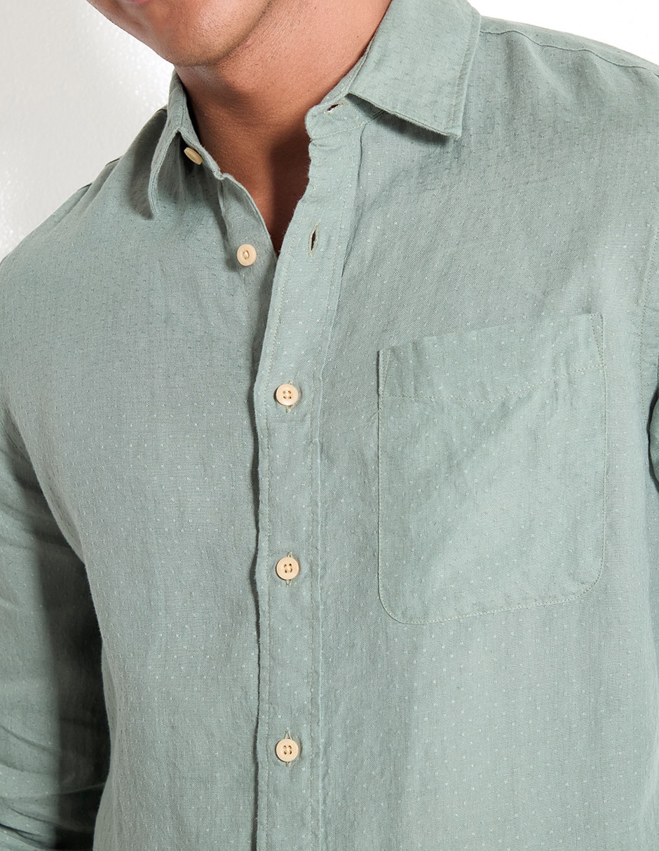 Camisa casual de algodón manga larga para hombre 4